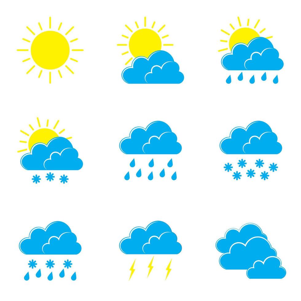 Weather icon set. Color Vector illustration.