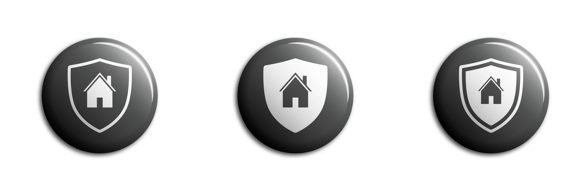 Home with shield icon. House security symbol. Vector illustration.