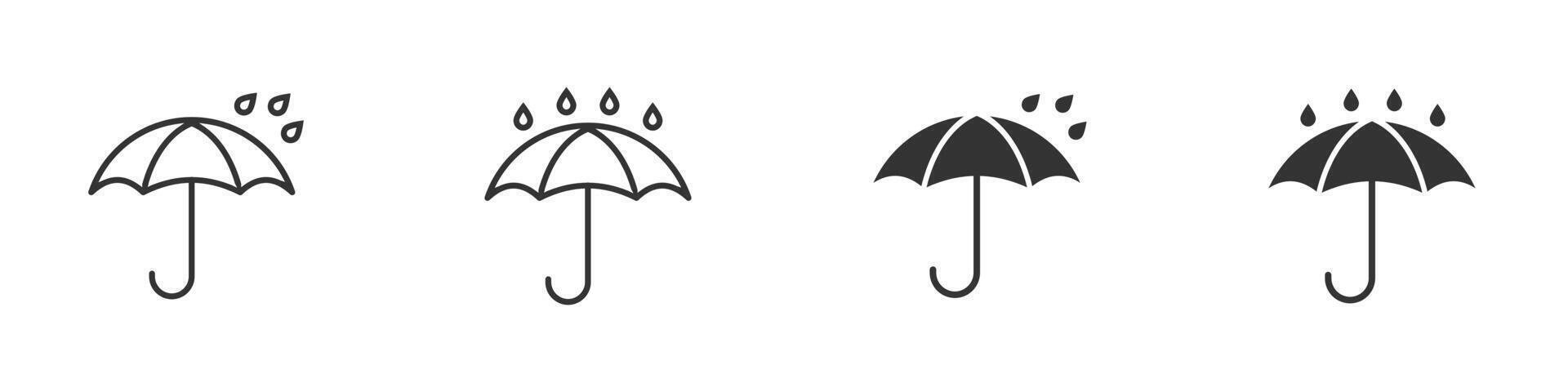 Water proof icon set. Umbrella and rain drops. Waterproof symbol. vector