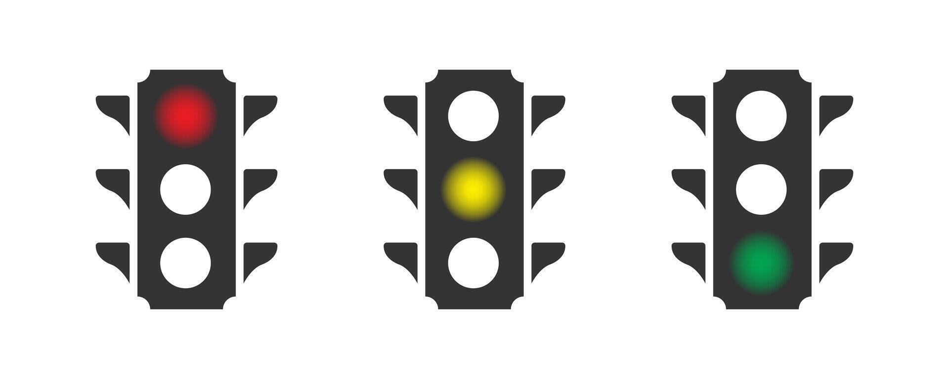 Traffic lights with all three colors on. Simple design. Flat vector illustration.