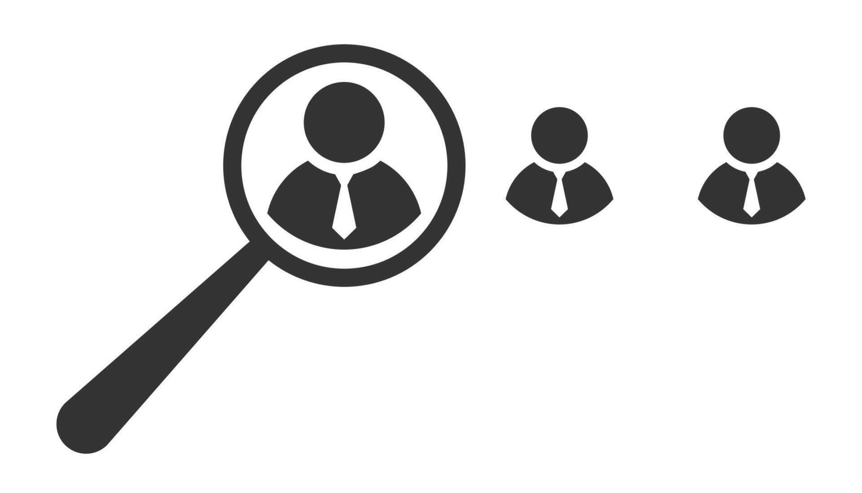 Search job vacancy icon. Search for employees symbol. Magnifying glass looking for user icon. Vector illustrations.