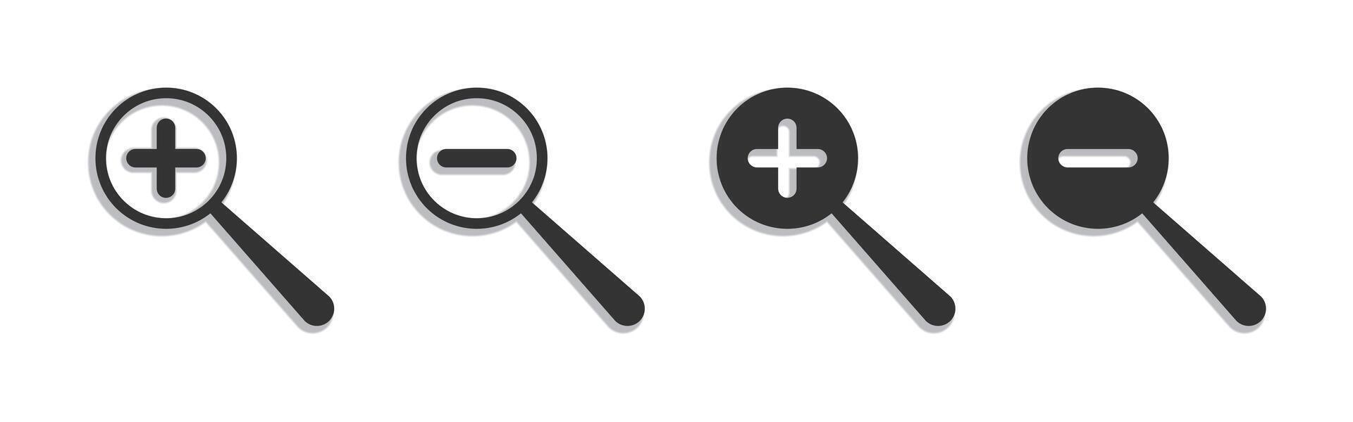 Magnifying glass icon with shadow. Vector illustration.