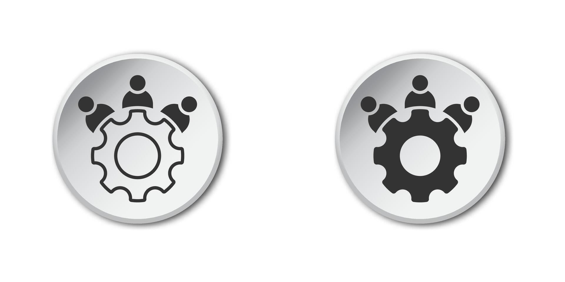 People and gear icon. Teamwork management sign. Business team. Flat vector illustration.