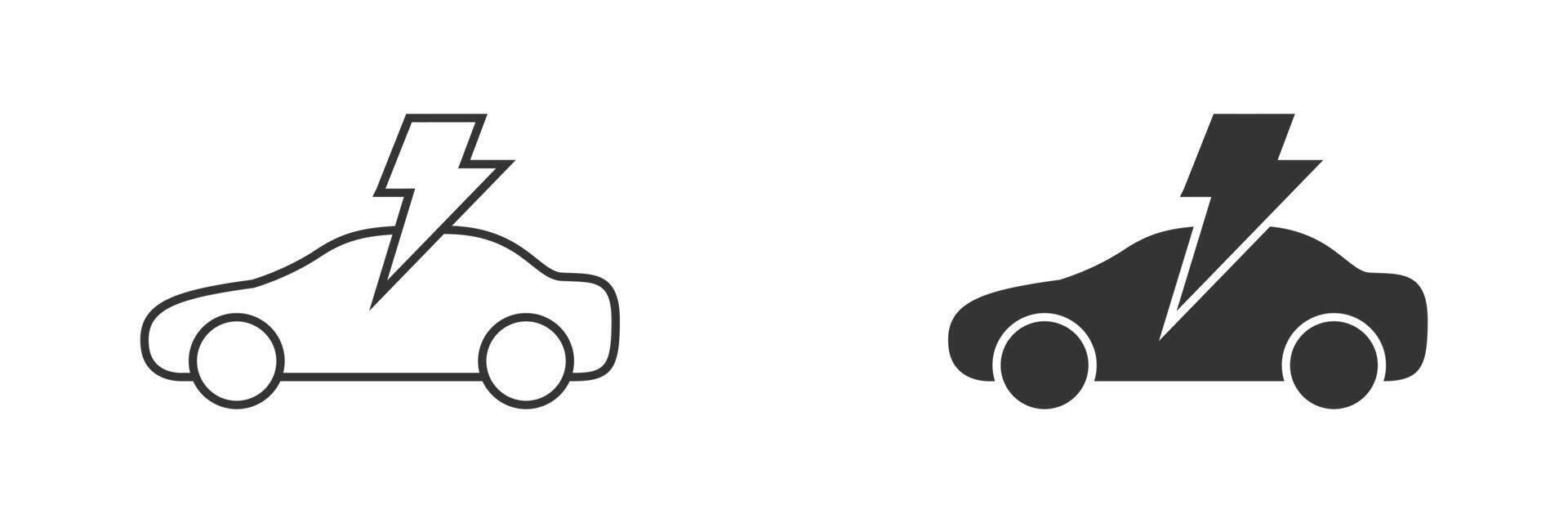 Electric car icon. Car icon with lightning bolt symbol. Vector illustration.