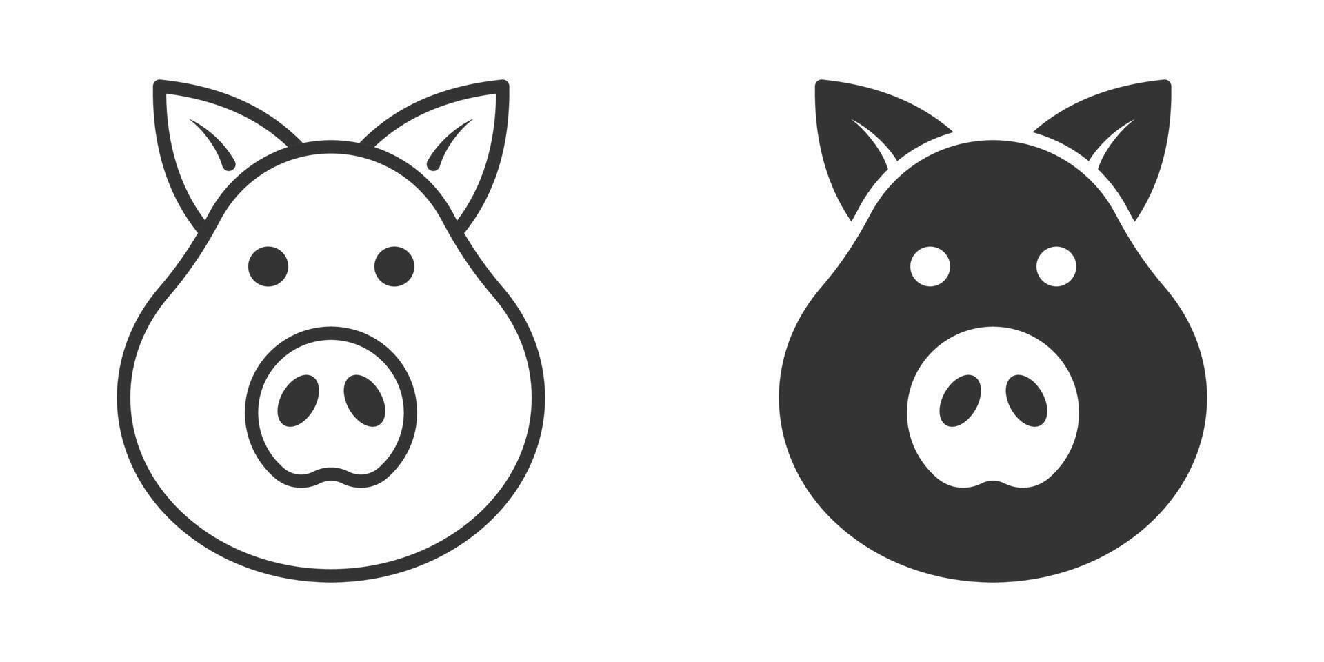 Pig head icon. Vector illustration.