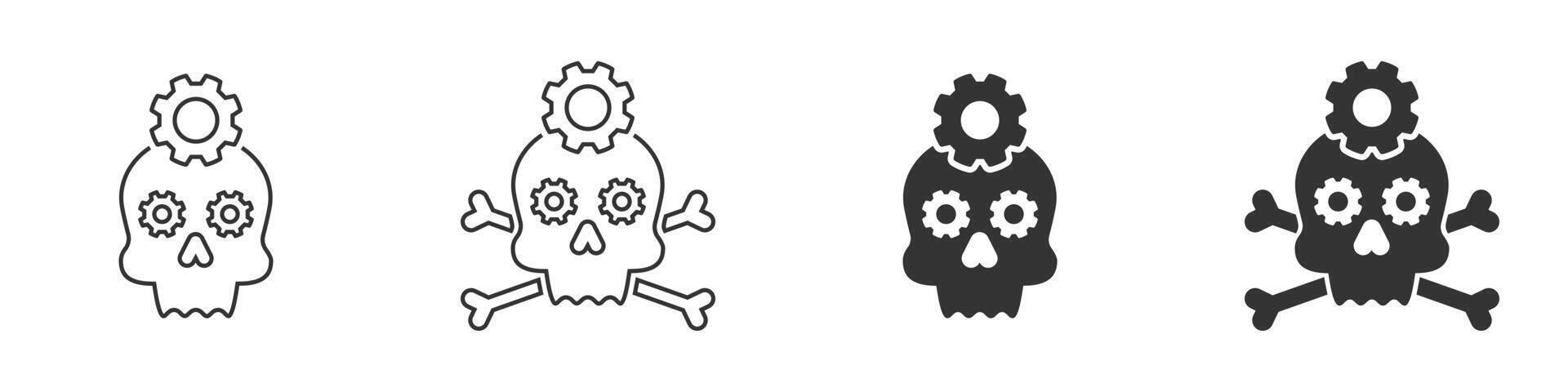 Crossbones and gears. Death skull icon. Vector illustration.