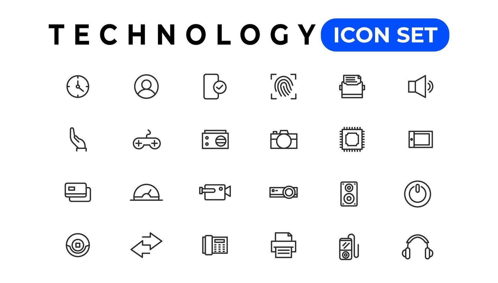 Device and Information technology line icons collection. Big UI icon set in a flat design. Thin outline icons pack vector