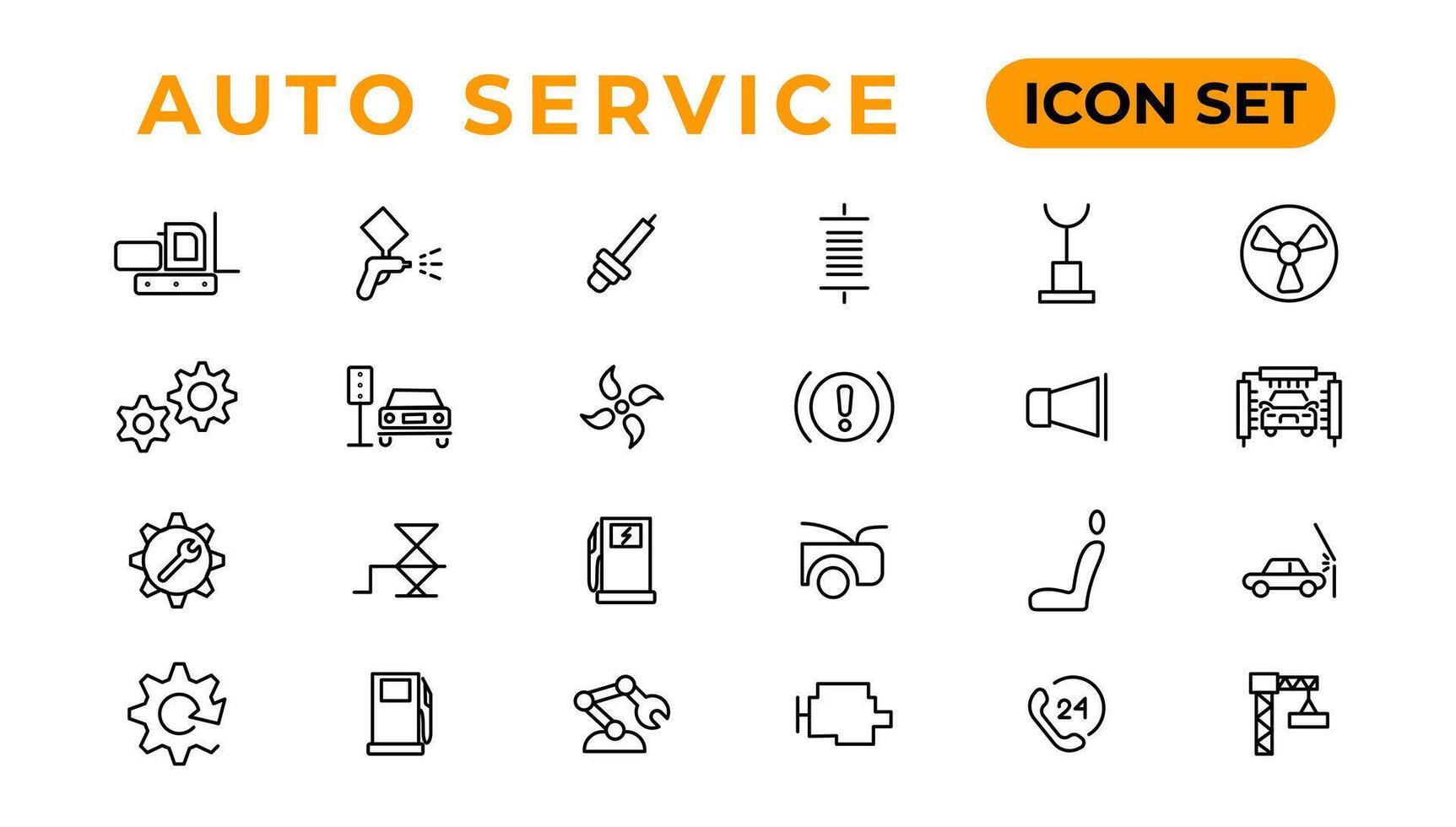 Auto service and car garage Set of thin line web icon set, simple outline icons collection, Pixel Perfect icons, Simple vector illustration.