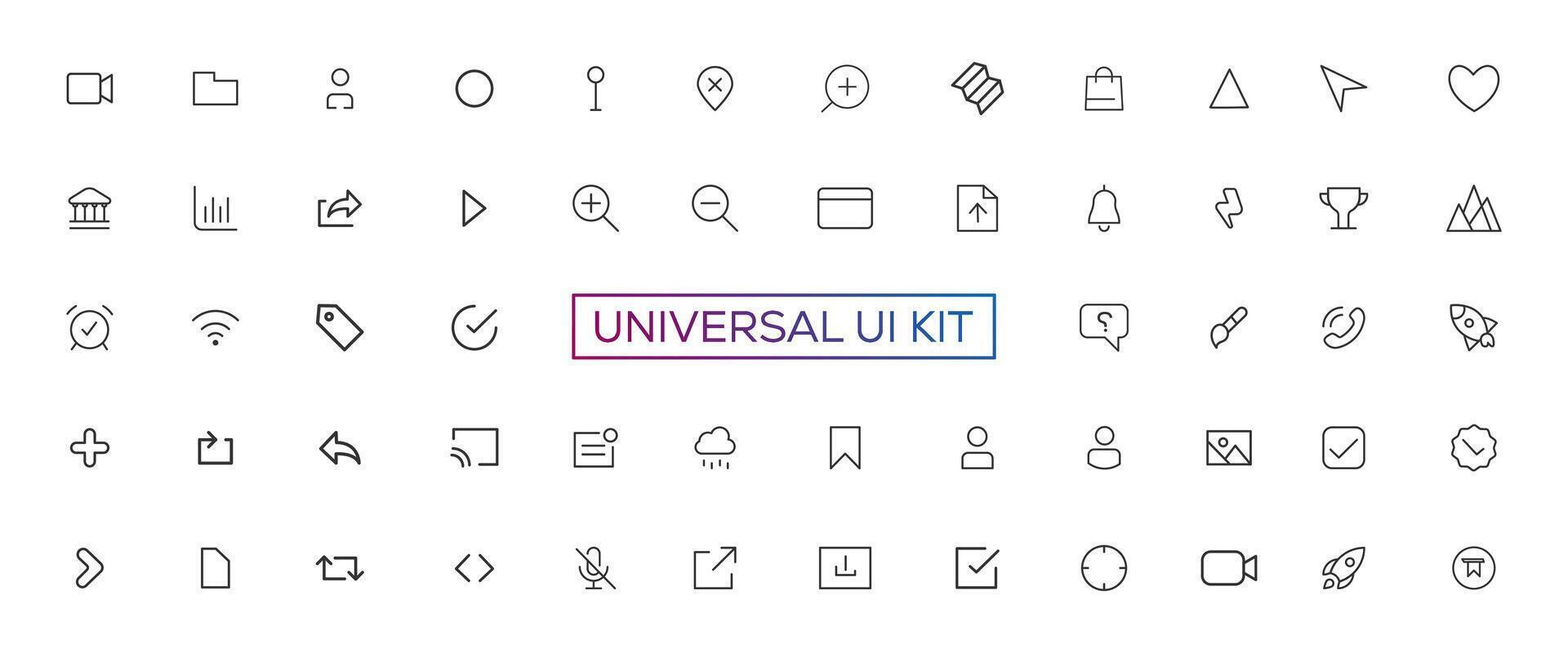 Minimalist and simple looking ui icons set for dark, light mode. Outline isolated user interface elements for night, day themes vector