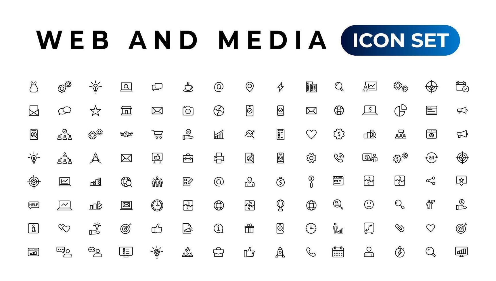 paquete de iconos de audio y video. conjunto de iconos de línea delgada. conjunto de colección de iconos planos. iconos vectoriales simples vector