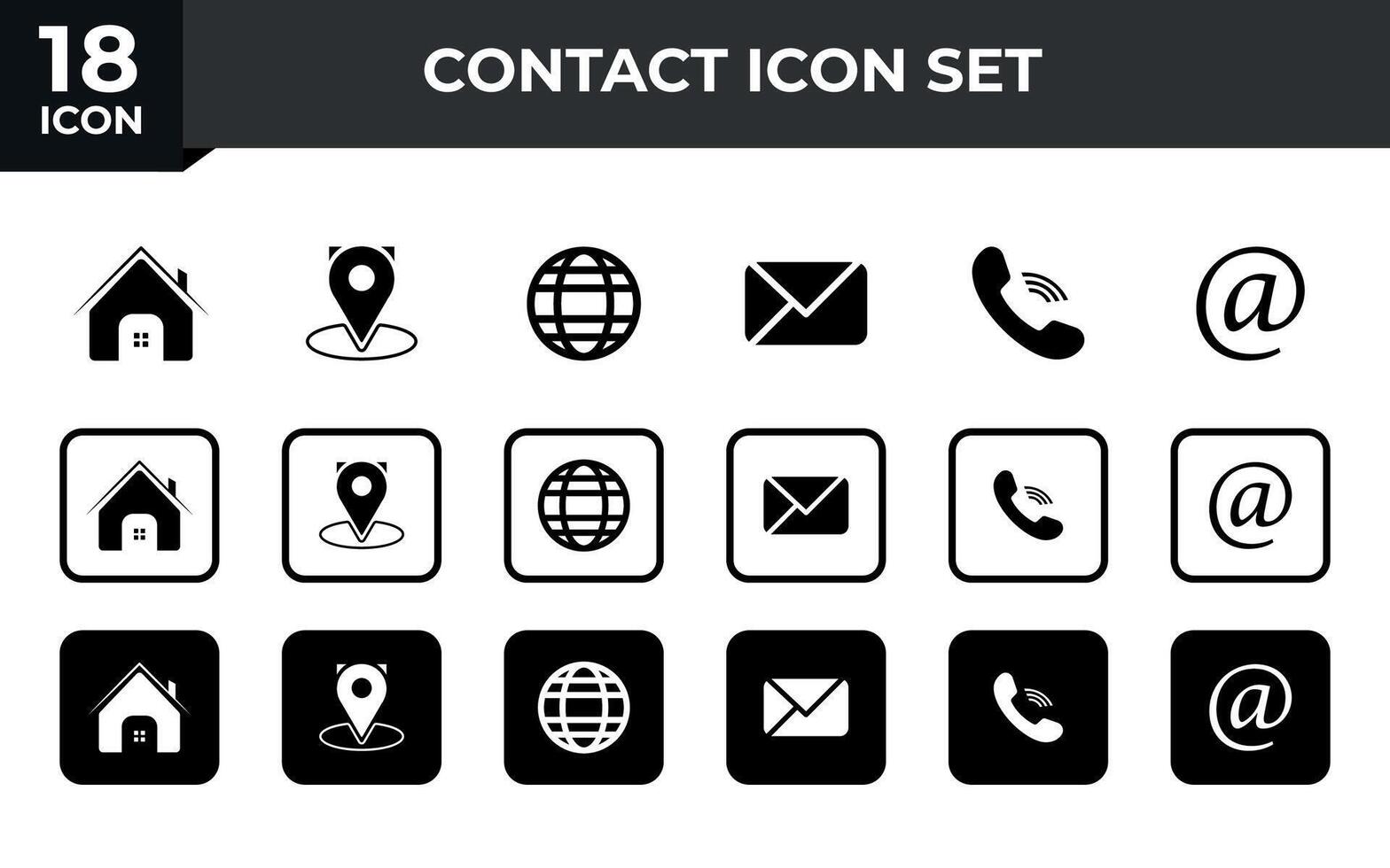 web icono colocar. negocio tarjeta contacto información icono. contacto nosotros icono conjunto vector