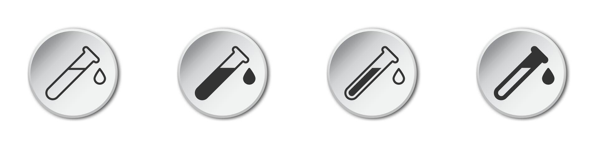 Dripping test tube icon. Test tube with drop. Medical and chemical icon. Vector illustration.