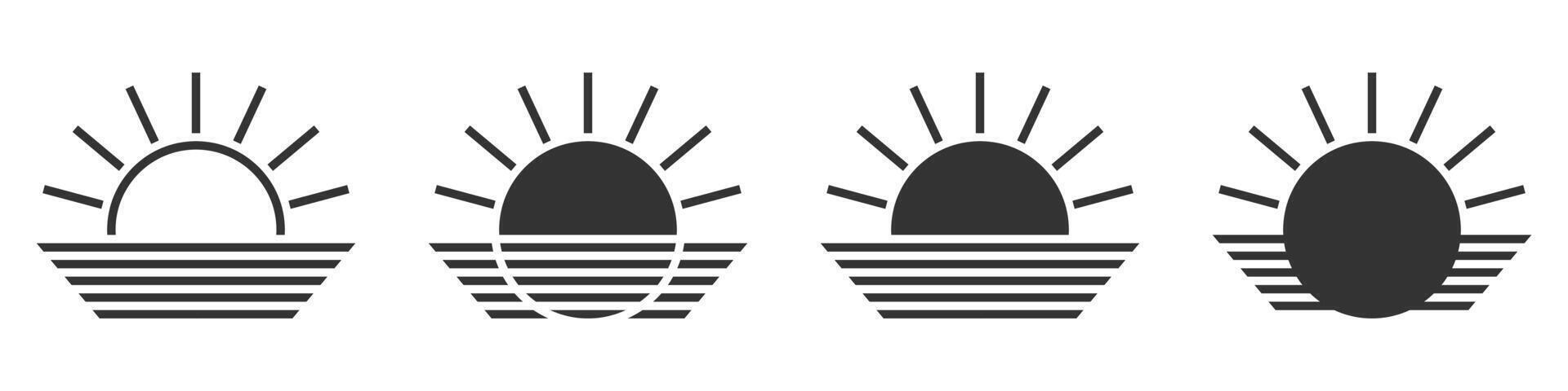 Rising sun icon set. Vector illustration.