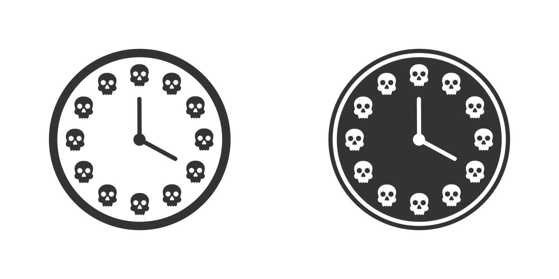 Clock face with skulls. Vector illustration.