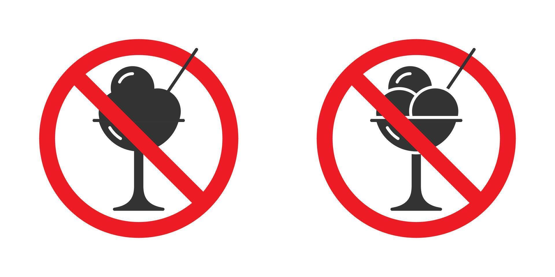 Ice cream forbidden sign. Vector illustration.