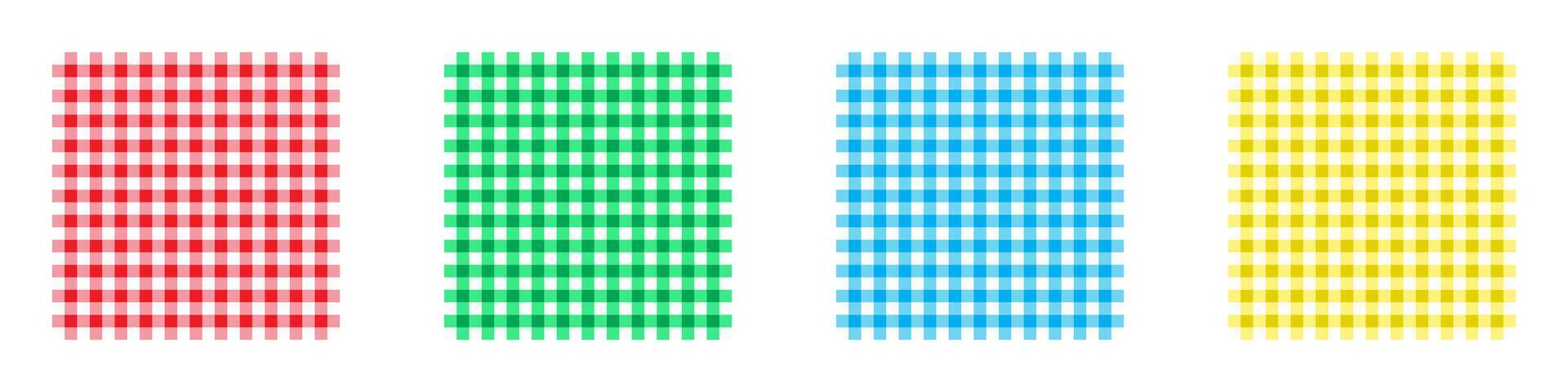 Checked tablecloth background set. Vector illustration.