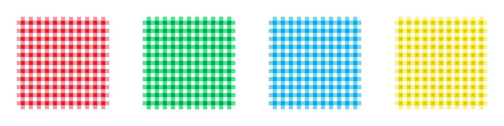 Checked tablecloth background set. Vector illustration.