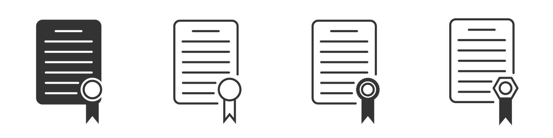 Certificate icon set. Document Qualification. Award diploma. Vector illustration.