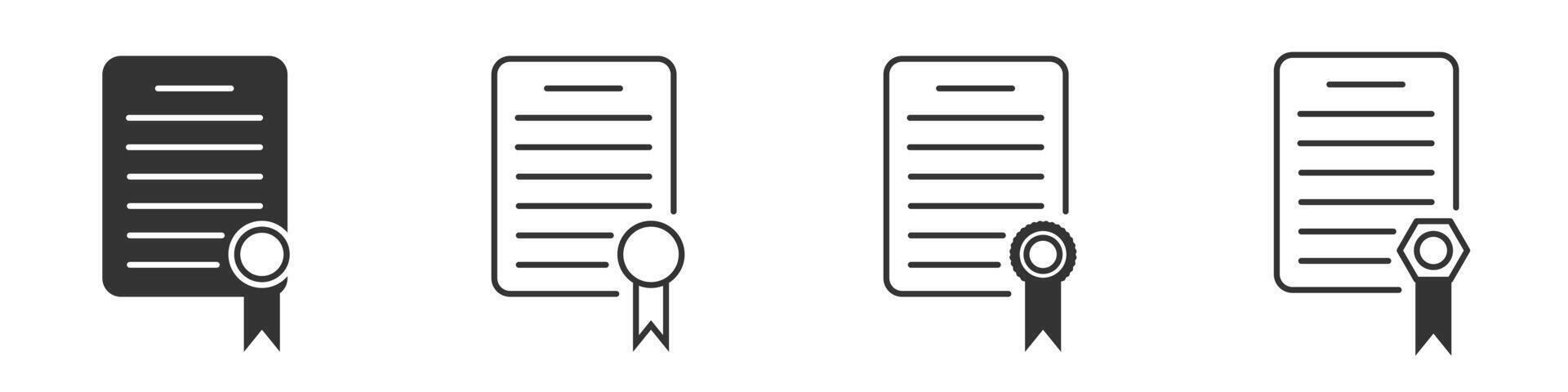 Certificate icon set. Document Qualification. Award diploma. Vector illustration.