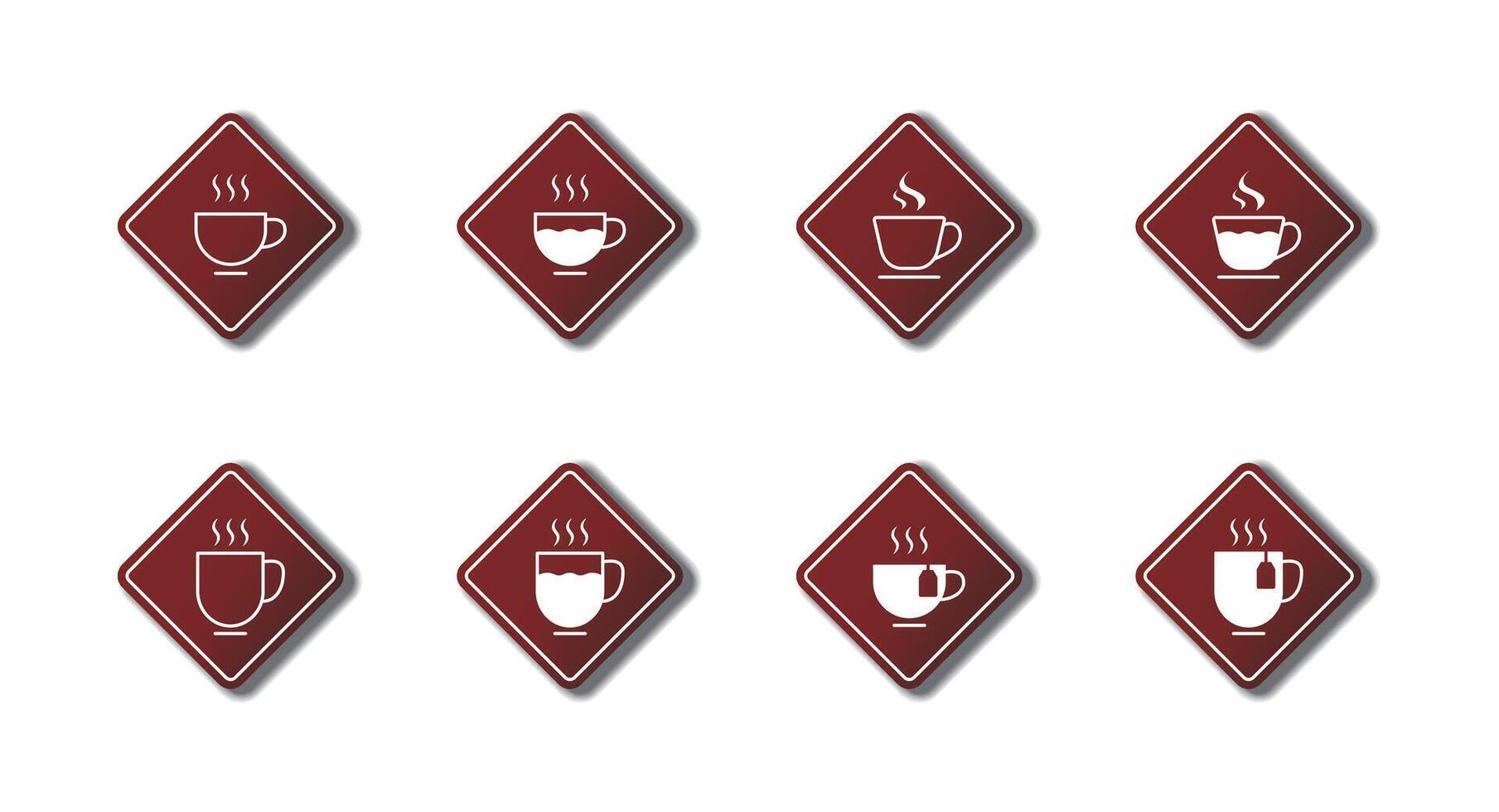 Coffee and tea icon set. Vector illustration.