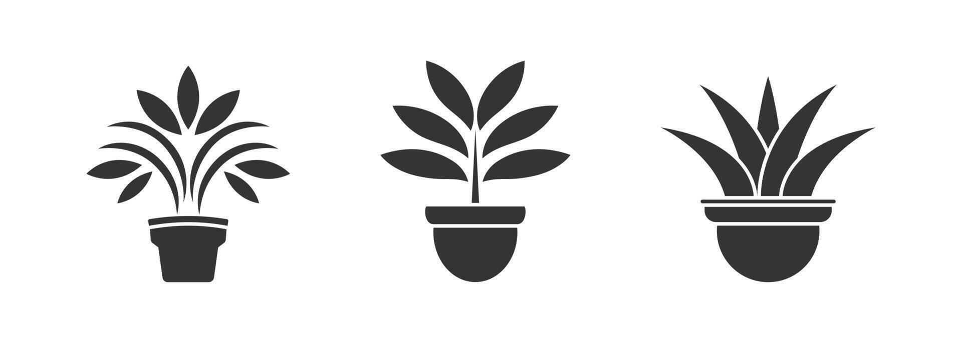 Plant pot icon set. Vector illustration.