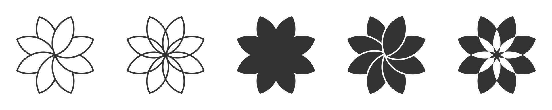 Flower icon set. Vector illustration.
