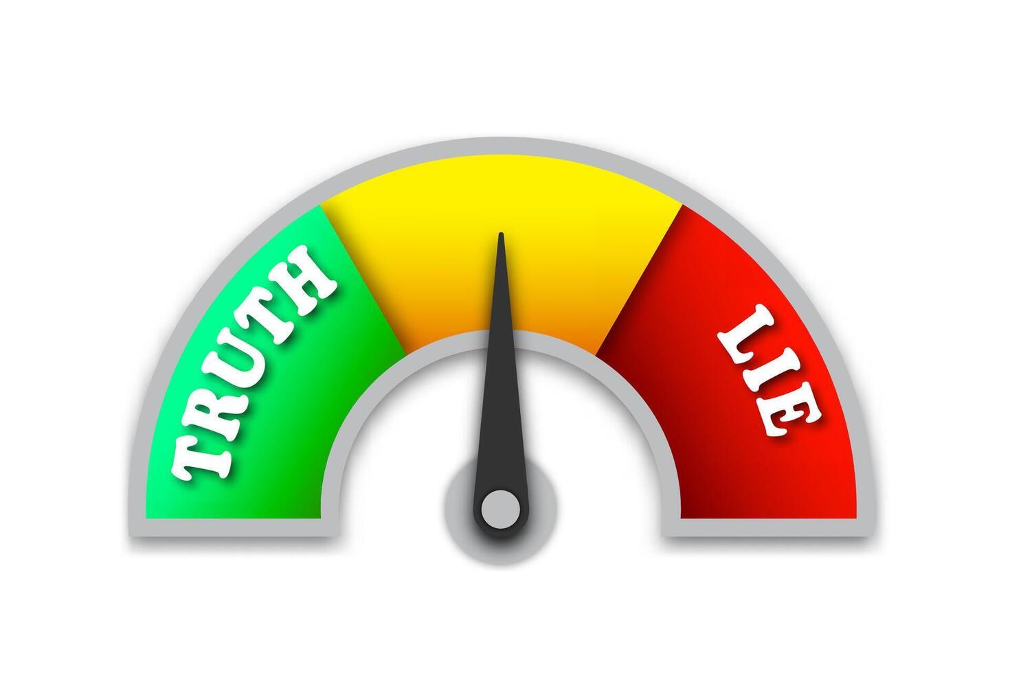 Lie detector gauge icon. Truth and lie indicator. Flat vector illustration.
