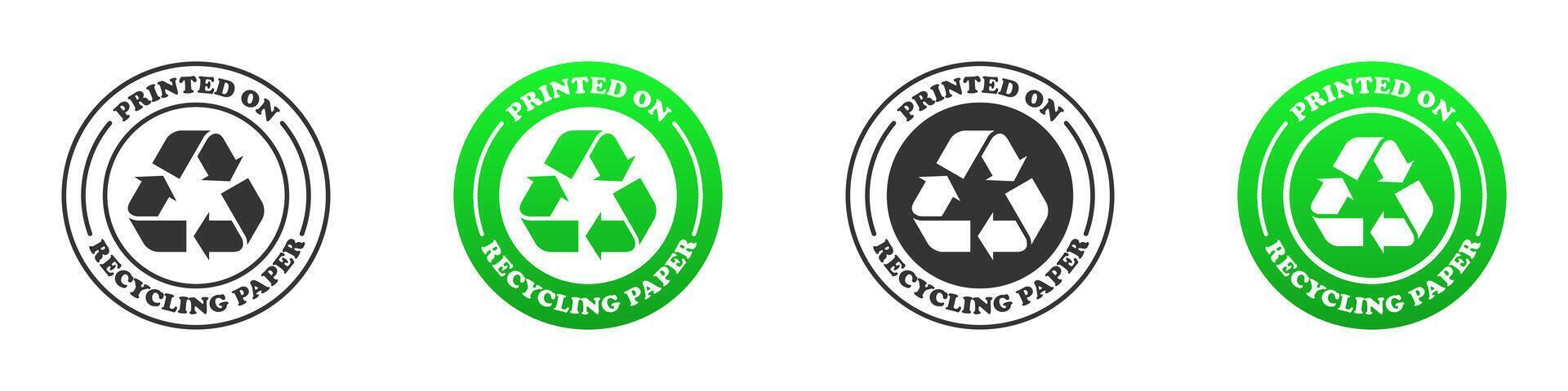 Printed on recycling paper icon. Vector illustration.