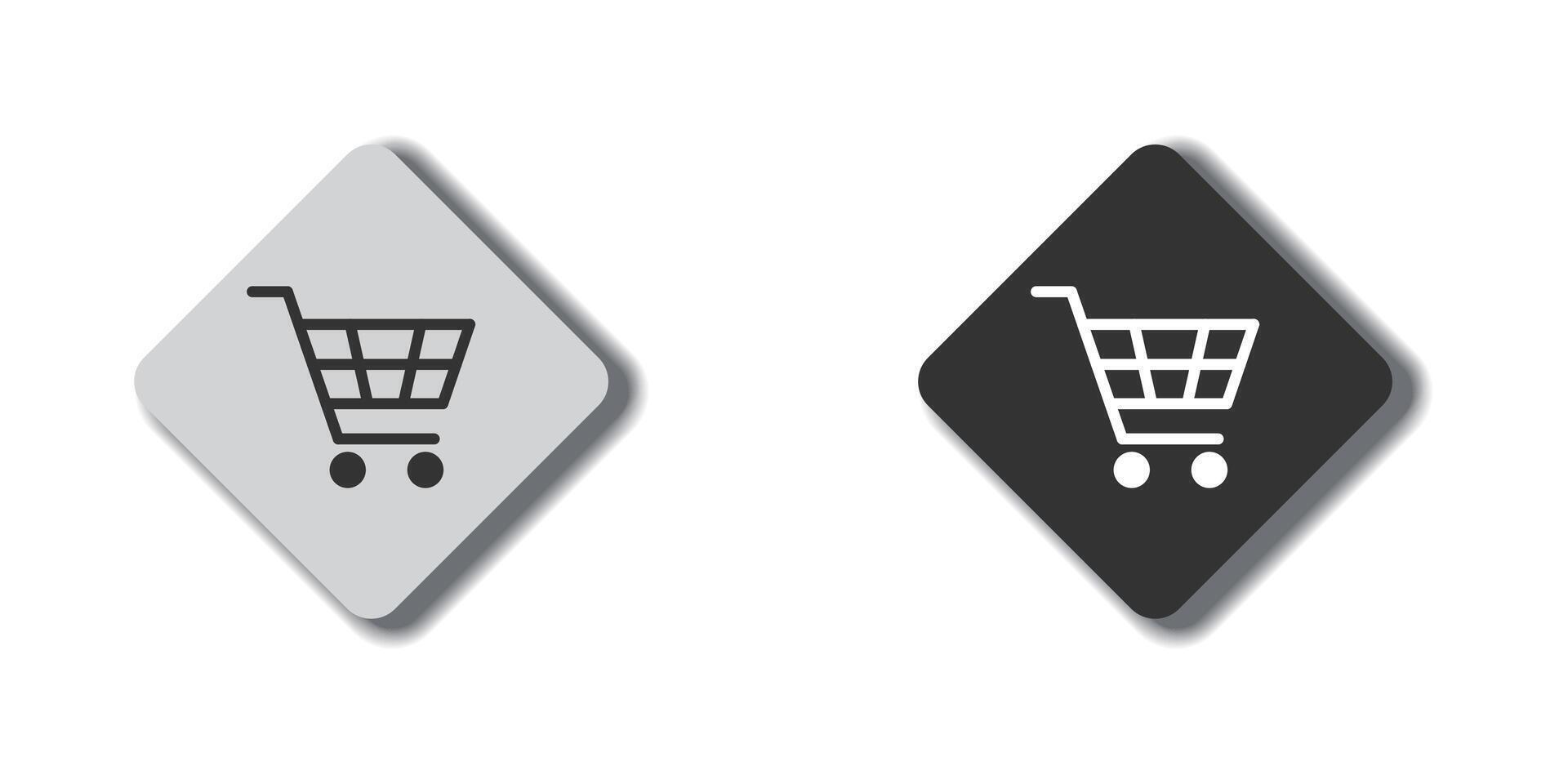 Shopping cart icon. Flat design with shadows. Vector illustration.