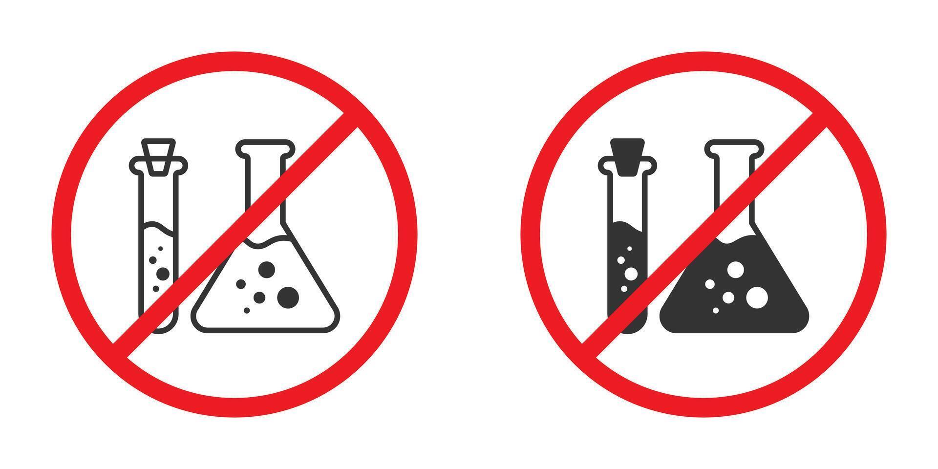 Prohibited flask symbol. No chemicals icon. No additives sign. Vector illustration.