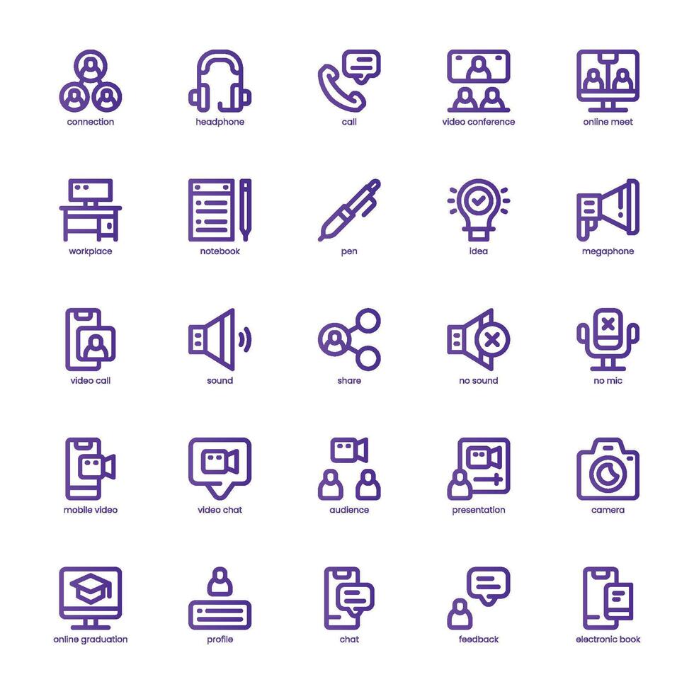 Webinar icon pack for your website, mobile, presentation, and logo design. Webinar icon basic line gradient design. Vector graphics illustration and editable stroke.