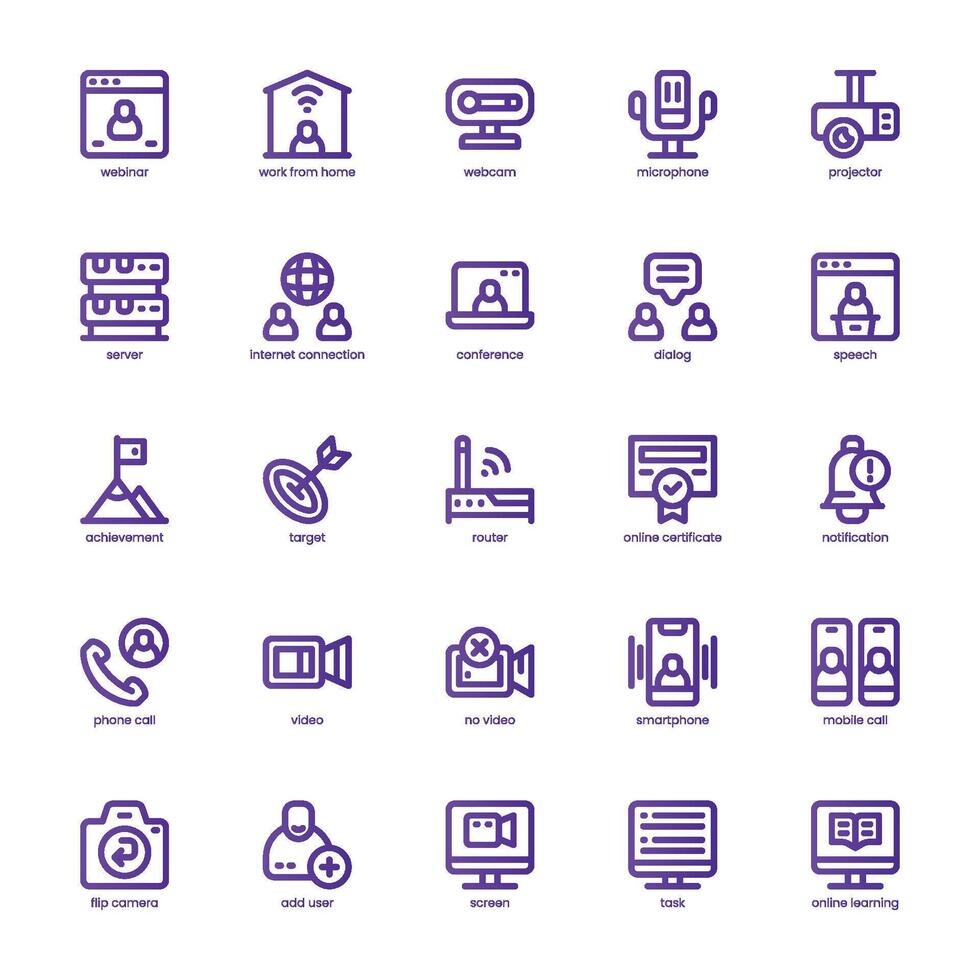 Webinar icon pack for your website, mobile, presentation, and logo design. Webinar icon basic line gradient design. Vector graphics illustration and editable stroke.