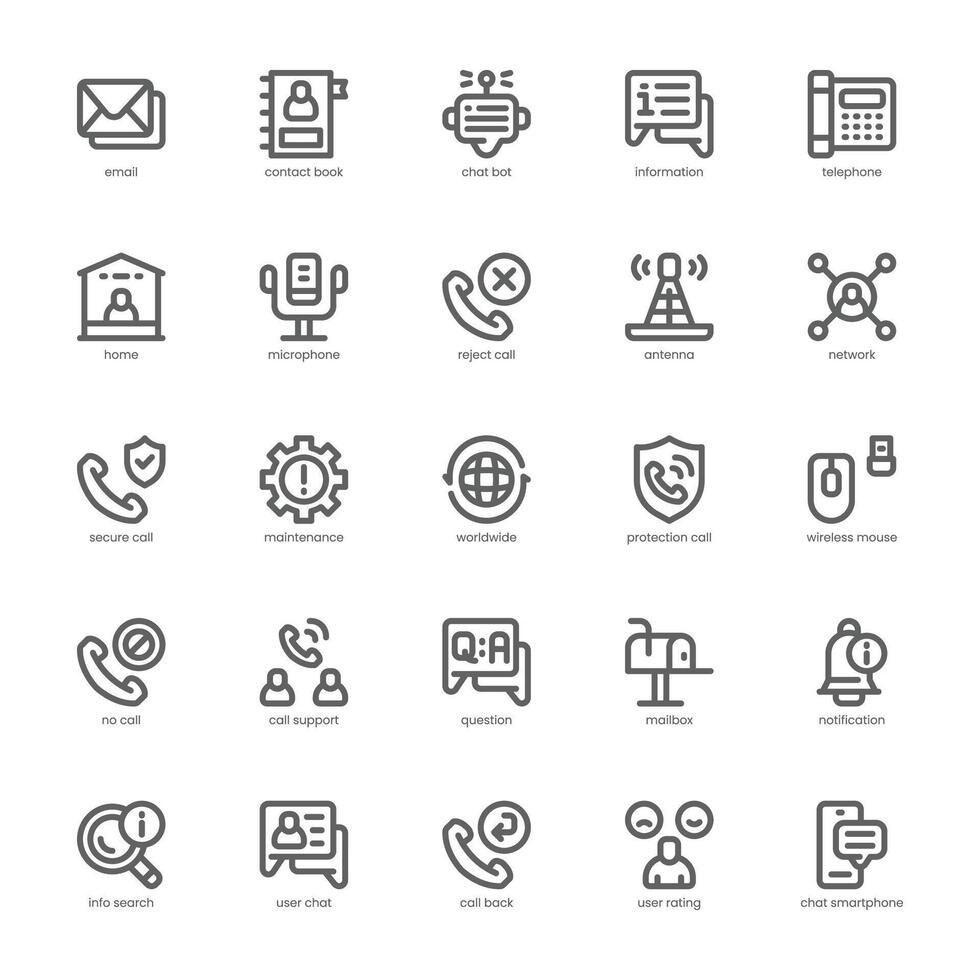 Call Center icon pack for your website, mobile, presentation, and logo design. Call Center icon outline design. Vector graphics illustration and editable stroke.