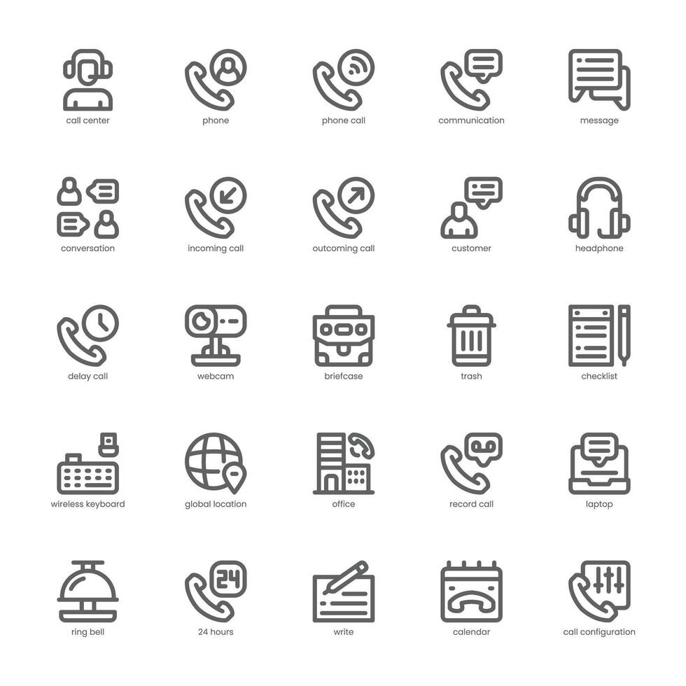 Call Center icon pack for your website, mobile, presentation, and logo design. Call Center icon outline design. Vector graphics illustration and editable stroke.