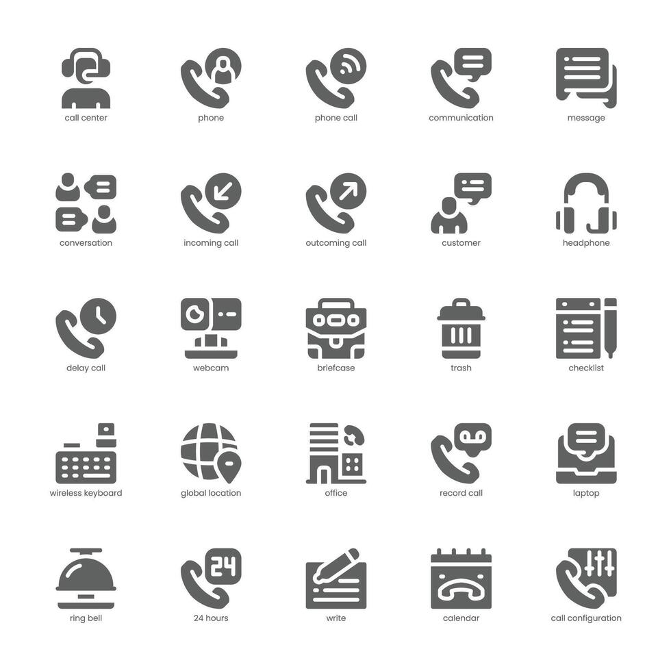 Call Center icon pack for your website, mobile, presentation, and logo design. Call Center icon glyph design. Vector graphics illustration and editable stroke.