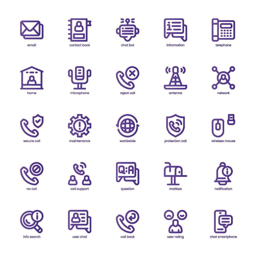 Call Center icon pack for your website, mobile, presentation, and logo design. Call Center icon basic line gradient design. Vector graphics illustration and editable stroke.