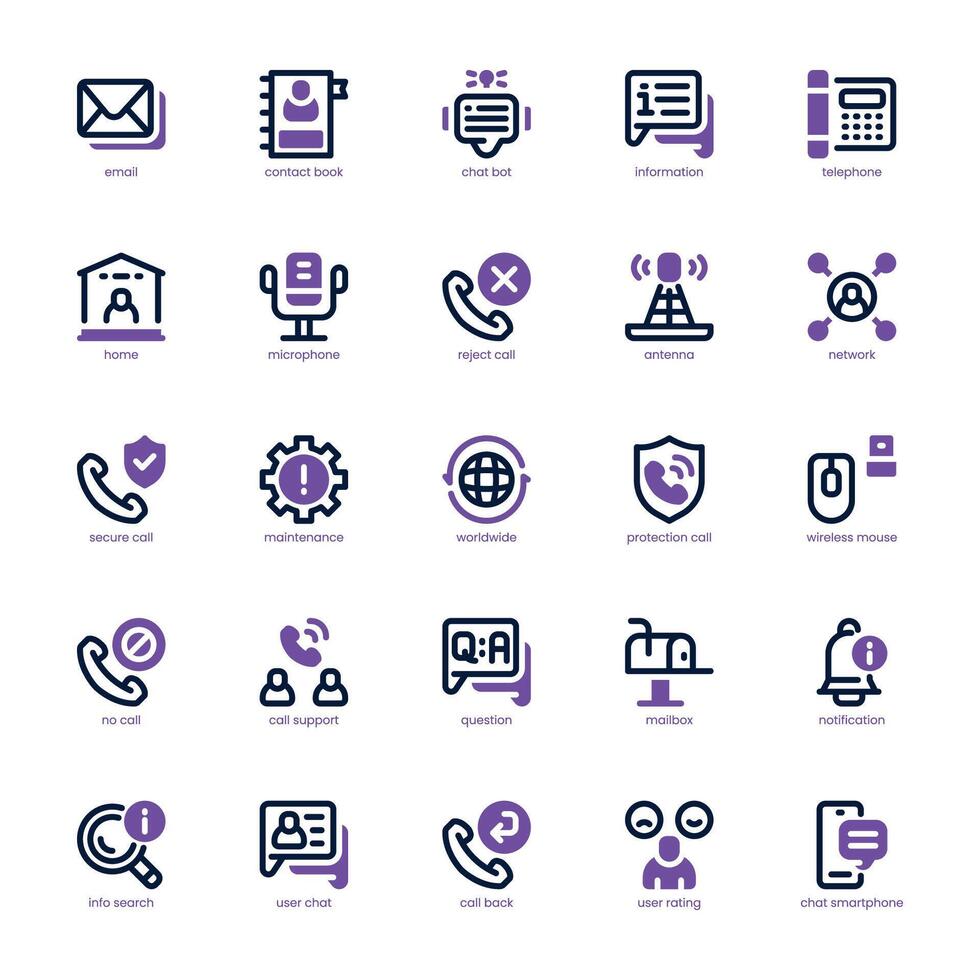 Call Center icon pack for your website, mobile, presentation, and logo design. Call Center icon dual tone design. Vector graphics illustration and editable stroke.