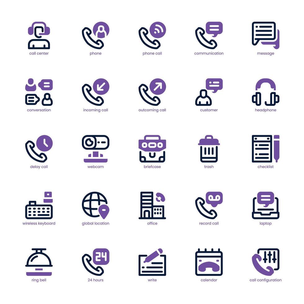 Call Center icon pack for your website, mobile, presentation, and logo design. Call Center icon dual tone design. Vector graphics illustration and editable stroke.