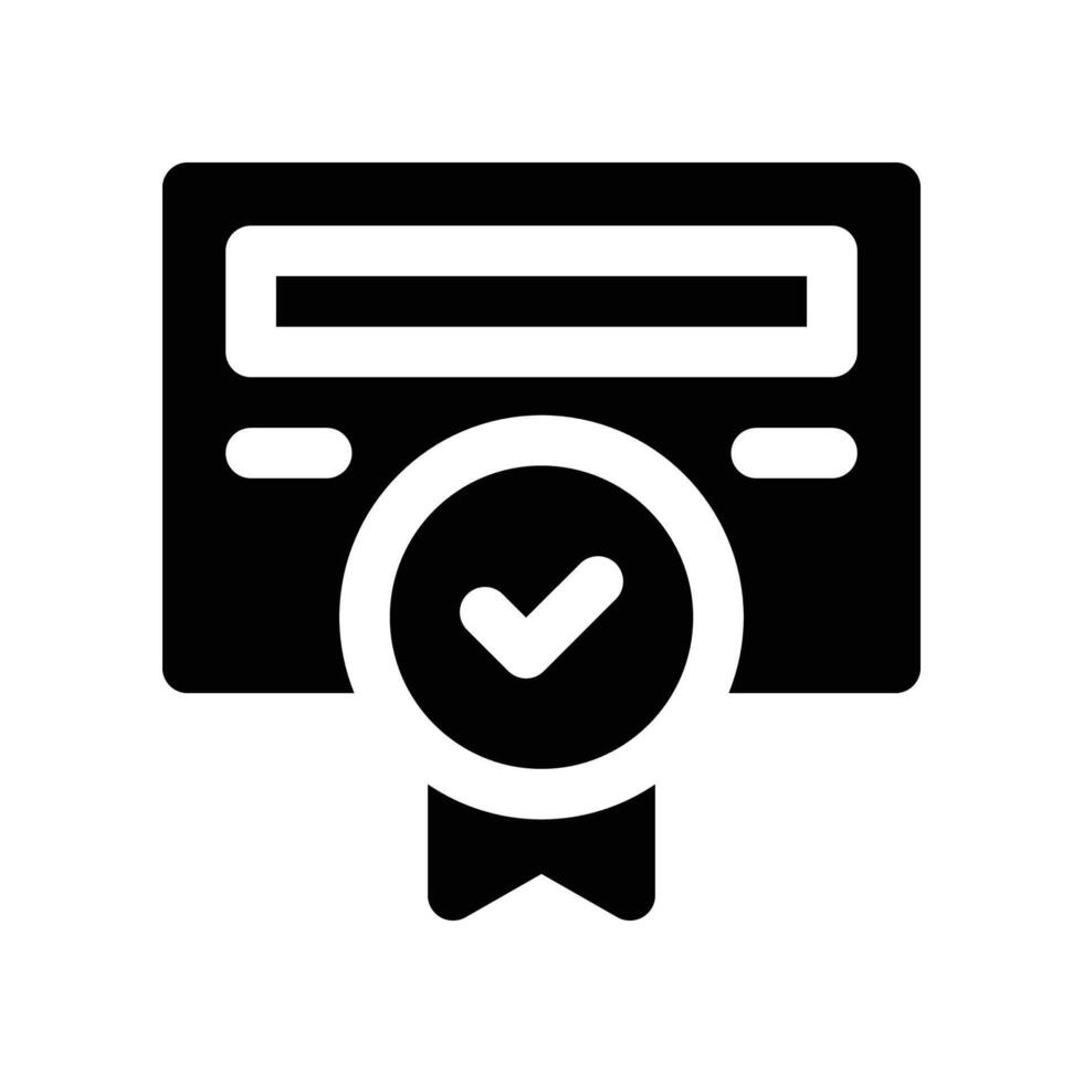 online certificate icon. vector glyph icon for your website, mobile, presentation, and logo design.