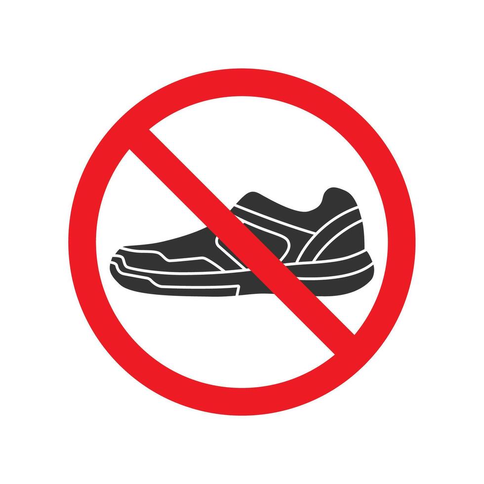 Shoes forbidden sign. Vector illustration.