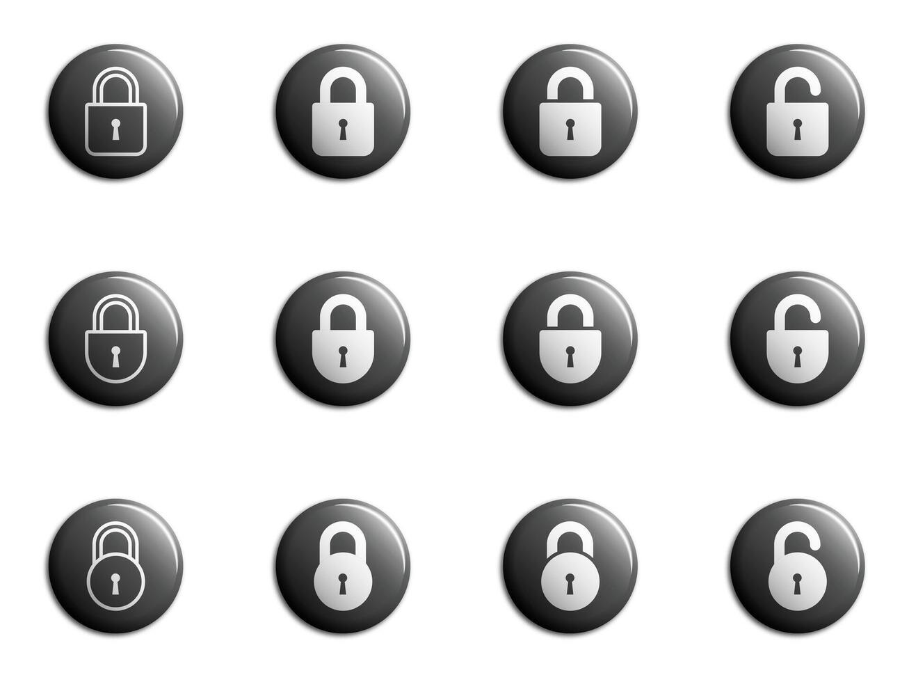 Lock icons set. Padlock symbol collection. Security symbol. Lock open and lock closed icon. Flat vector illustration.