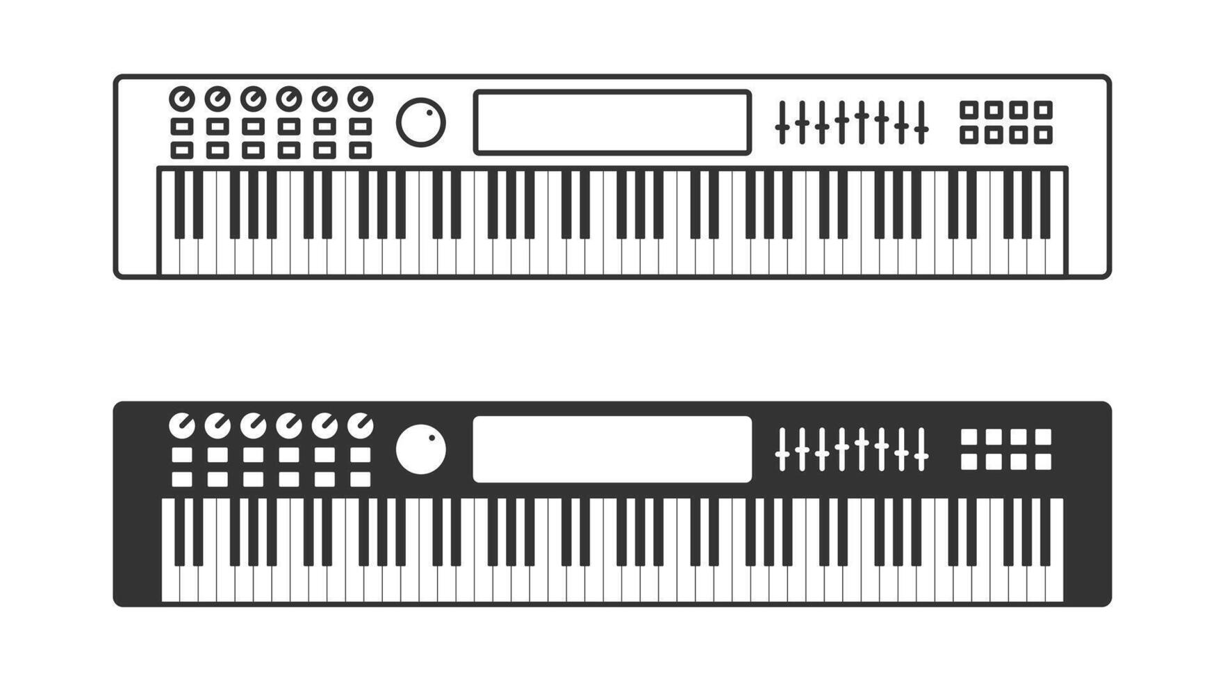 Music keyboard icon. Audio synthesizer. Vector illustration.