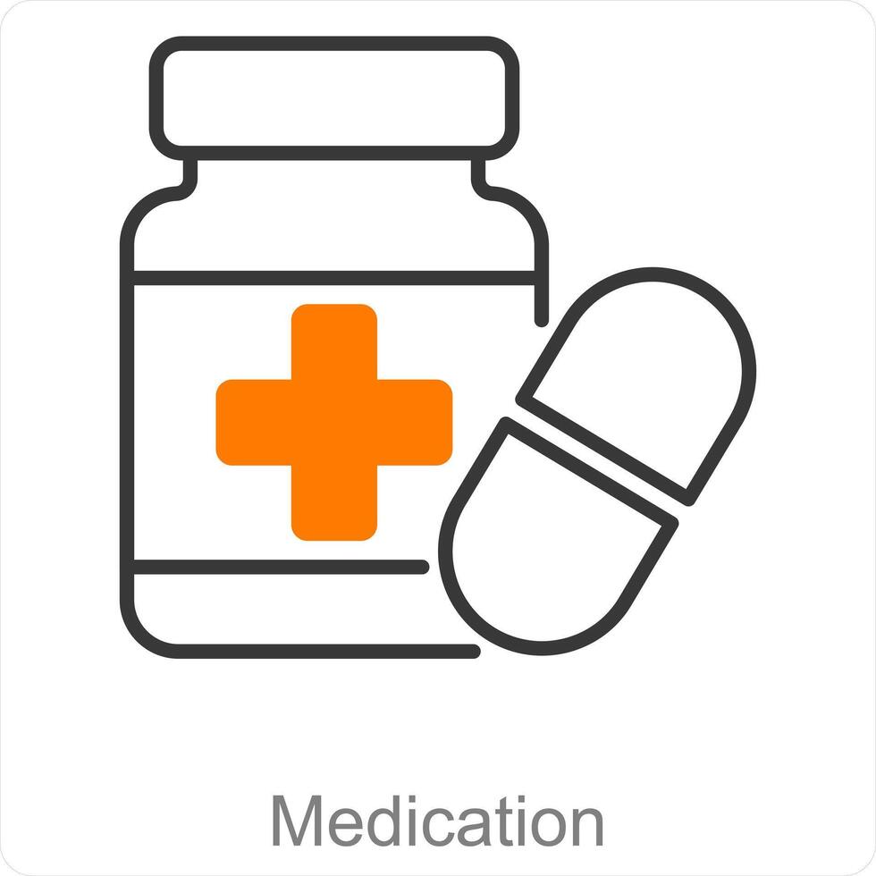 medicación y pastillas icono concepto vector