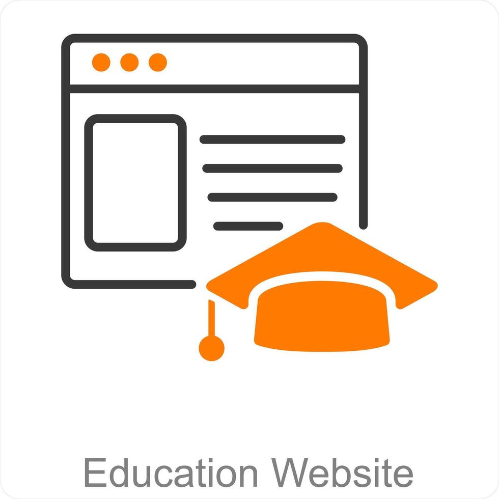 Education Website and laptop icon concept vector