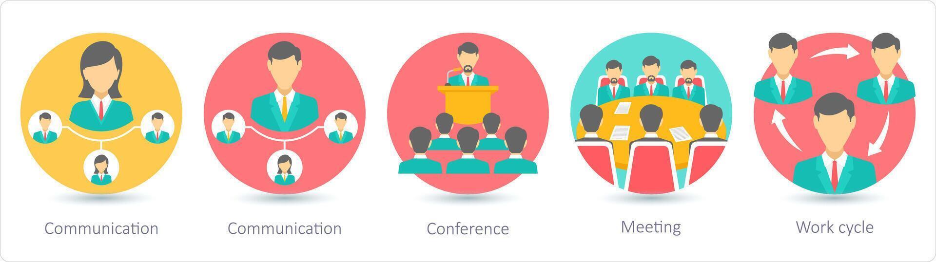 A set of 5 business icons as communication, conference, meeting vector