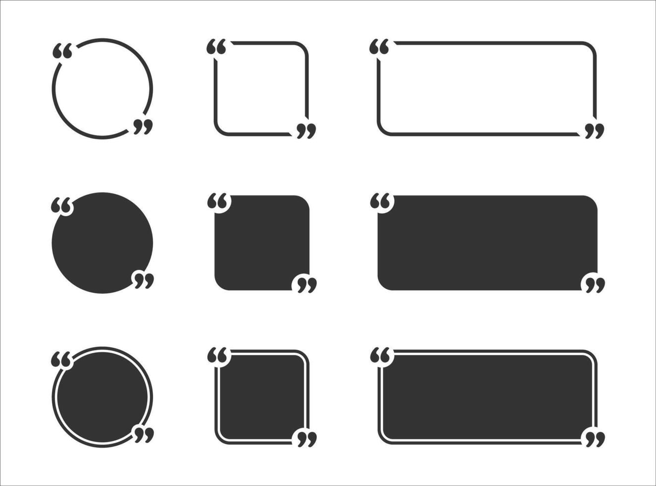 Bubble speech quote box icon set. Vector illustration.