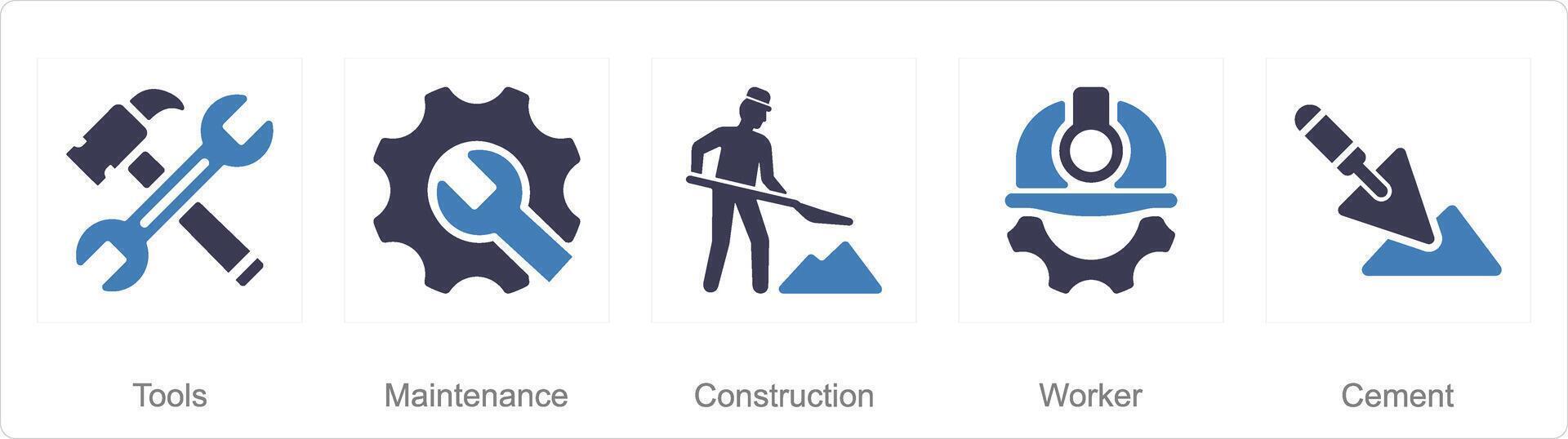 A set of 5 Build icons as tools, maintenance, construction vector