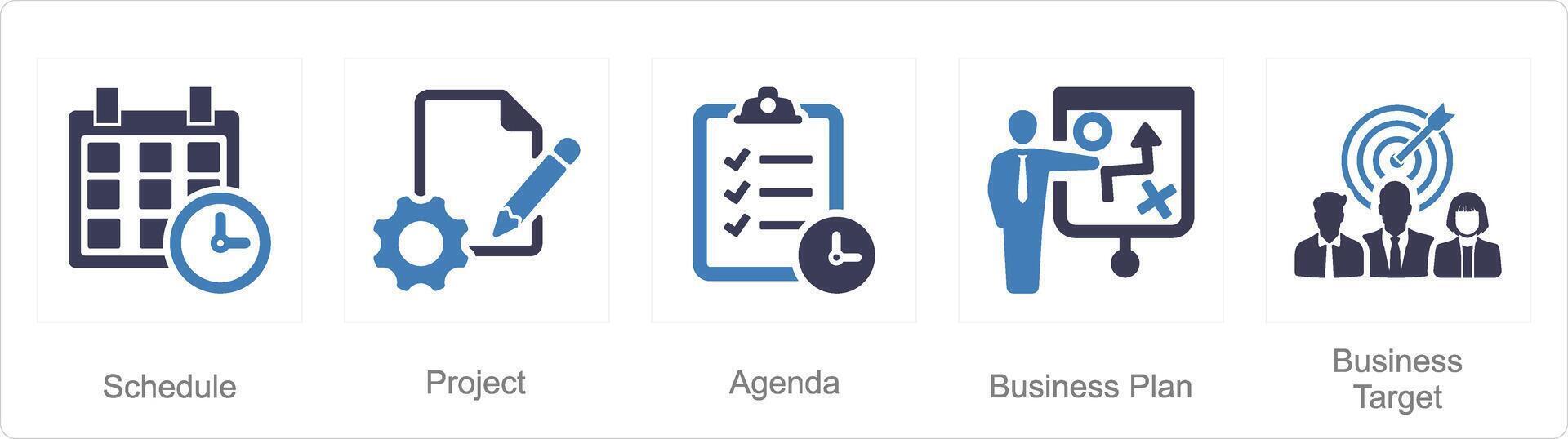 un conjunto de 5 5 negocio presentación íconos como cronograma, proyecto, agenda vector