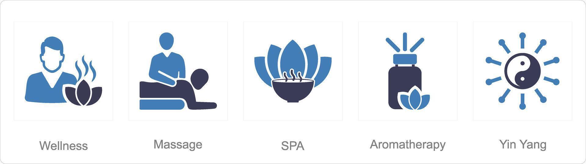 A set of 5 Beauty and Spa icons as wellness, massage, spa vector
