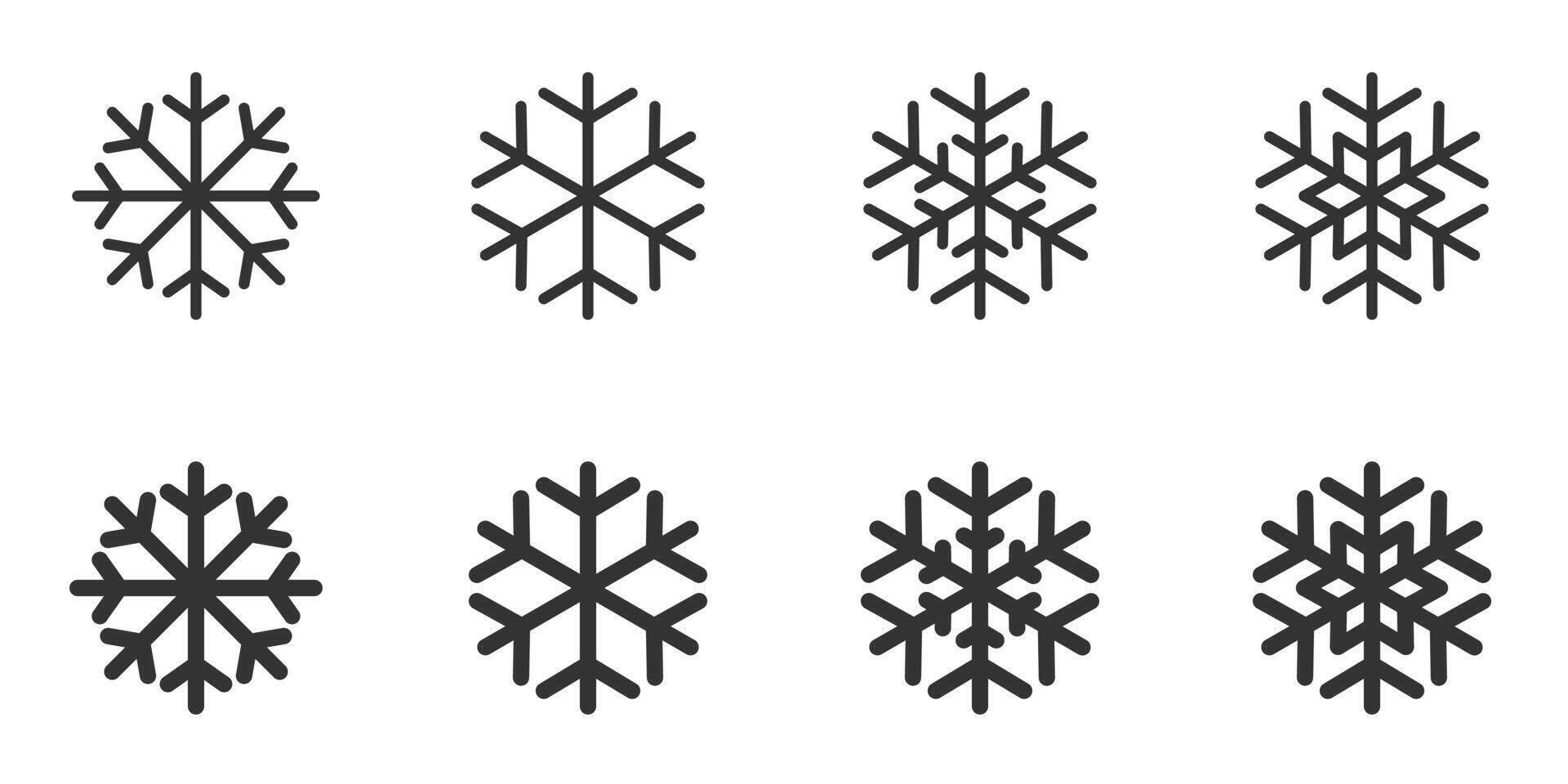 Snowflake icon set. Snow symbol. Vector illustration.